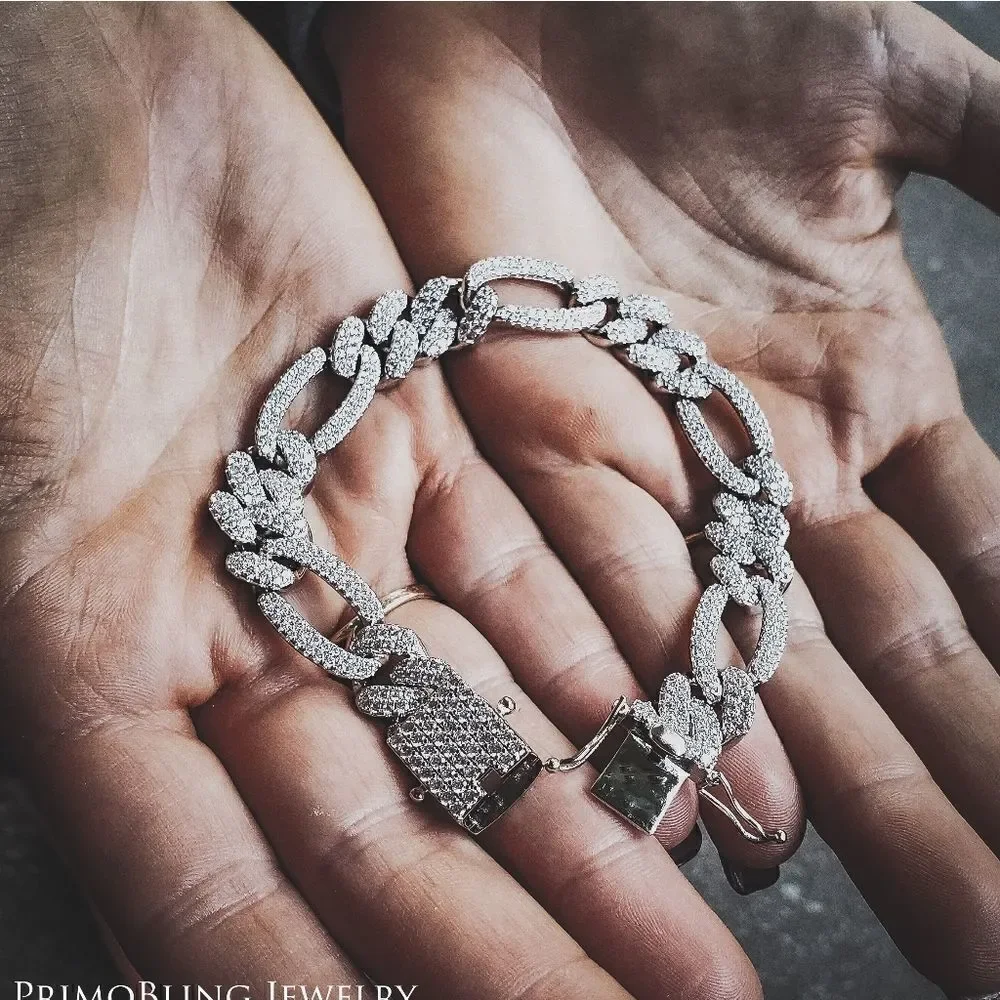 Iced Out Figaro Link Bracelet